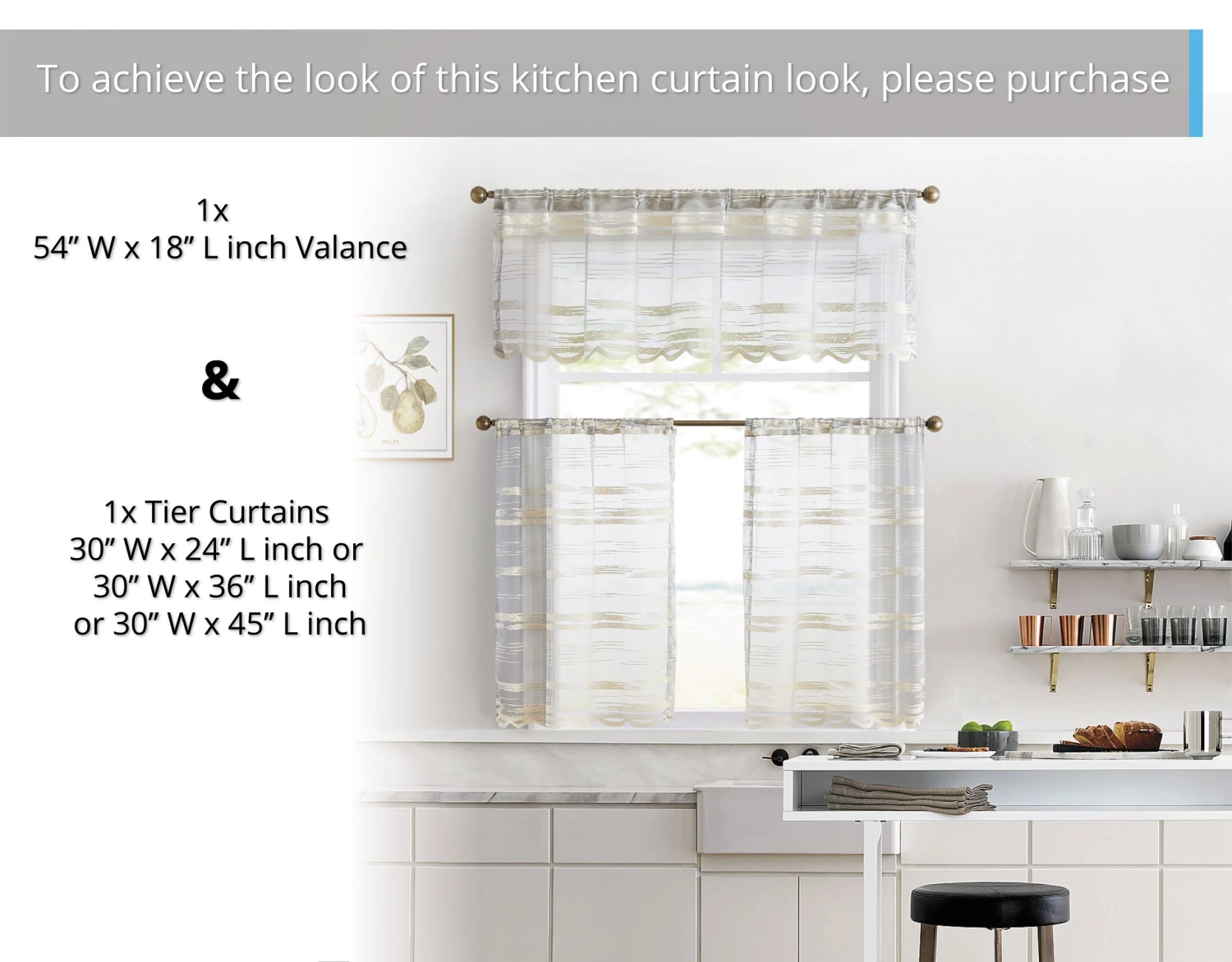 HLC.ME Broadway Striped Sheer Valance - Beige 7 HLC.ME Broadway Striped Sheer Valance - Beige