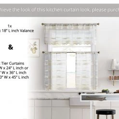 HLC.ME Broadway Sheer Striped Rod Pocket Curtain Tiers - Beige - Set Of 2