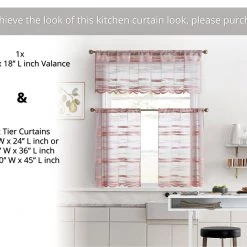 HLC.ME Broadway Sheer Striped Rod Pocket Curtain Tiers - Blush Pink - Set Of 2 Faux Linen Curtains 13 HLC.ME Broadway Sheer Striped Rod Pocket Curtain Tiers - Blush Pink - Set Of 2 Faux Linen Curtains