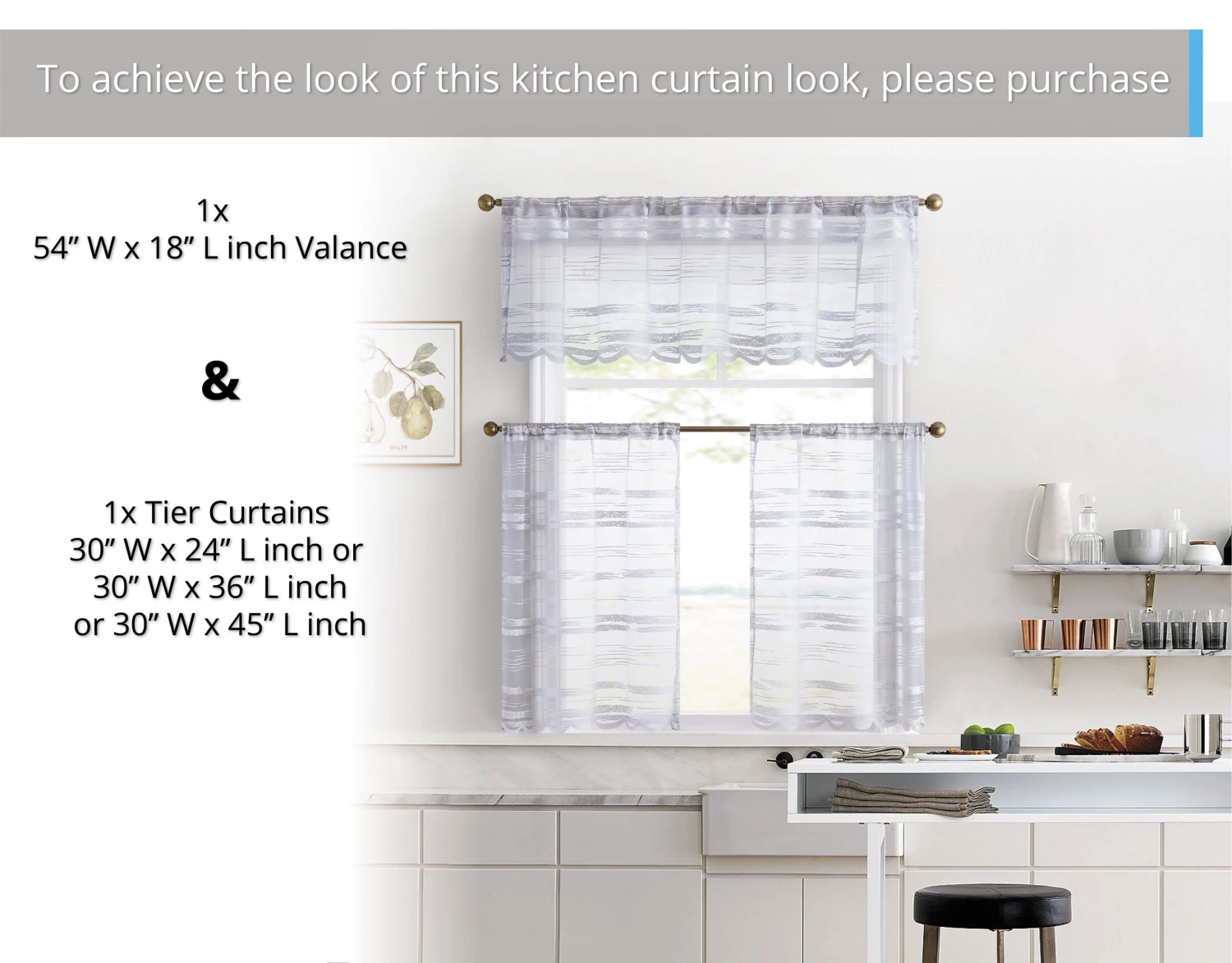 HLC.ME Broadway Striped Sheer Valance - Silver Grey 7 HLC.ME Broadway Striped Sheer Valance - Silver Grey