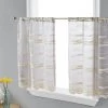 HLC.ME Broadway Sheer Striped Rod Pocket Curtain Tiers - Beige - Set Of 2 2 HLC.ME Broadway Sheer Striped Rod Pocket Curtain Tiers - Beige - Set Of 2