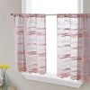 HLC.ME Broadway Sheer Striped Rod Pocket Curtain Tiers - Blush Pink - Set Of 2 Faux Linen Curtains