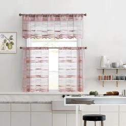 HLC.ME Broadway Sheer Striped Rod Pocket Curtain Tiers - Blush Pink - Set Of 2 Faux Linen Curtains 15 HLC.ME Broadway Sheer Striped Rod Pocket Curtain Tiers - Blush Pink - Set Of 2 Faux Linen Curtains