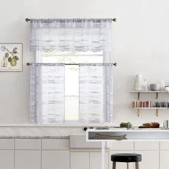 HLC.ME Broadway Striped Sheer Valance - Silver Grey 17 HLC.ME Broadway Striped Sheer Valance - Silver Grey