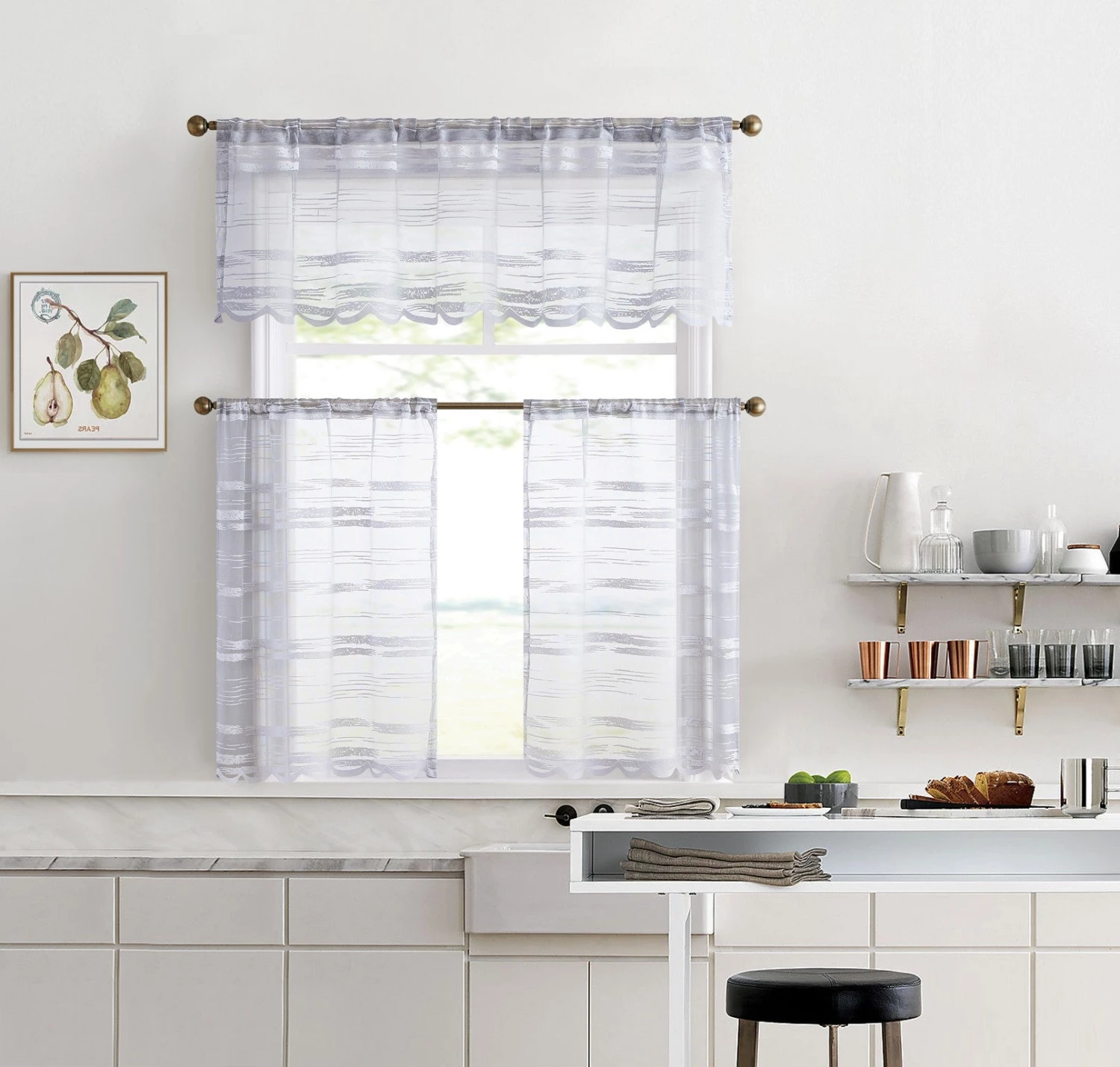 HLC.ME Broadway Striped Sheer Valance - Silver Grey 10 HLC.ME Broadway Striped Sheer Valance - Silver Grey