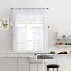 HLC.ME Broadway Sheer Striped Rod Pocket Curtain Tiers - White - Set Of 2 17 HLC.ME Broadway Sheer Striped Rod Pocket Curtain Tiers - White - Set Of 2