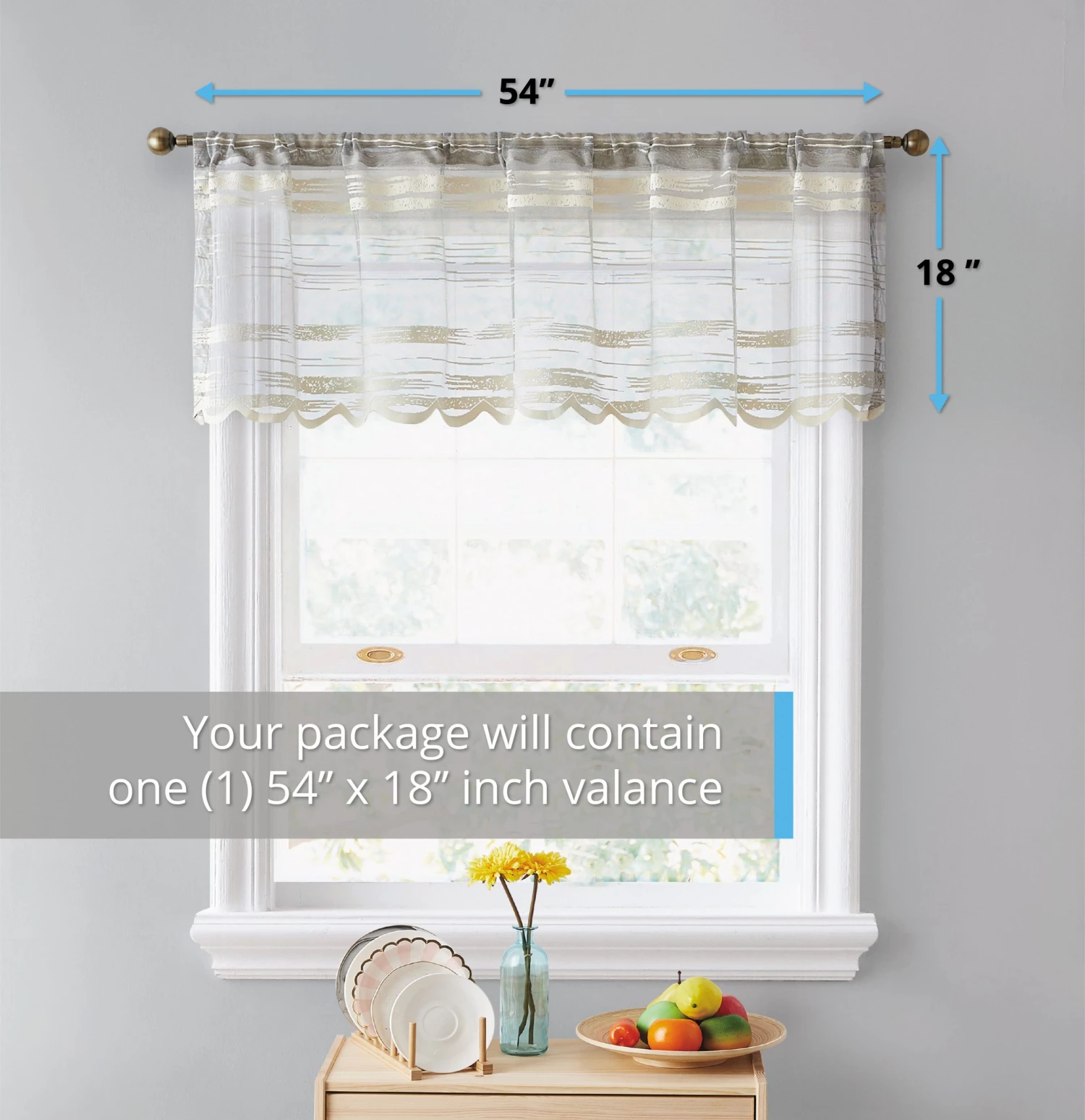 HLC.ME Broadway Striped Sheer Valance - Beige 4 HLC.ME Broadway Striped Sheer Valance - Beige