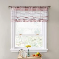 HLC.ME Broadway Striped Sheer Valance - Blush Pink