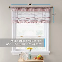 HLC.ME Broadway Striped Sheer Valance - Blush Pink