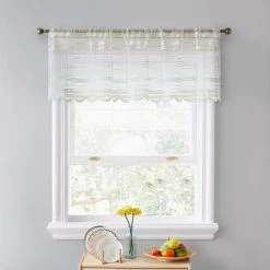 HLC.ME Broadway Striped Sheer Valance - Ivory
