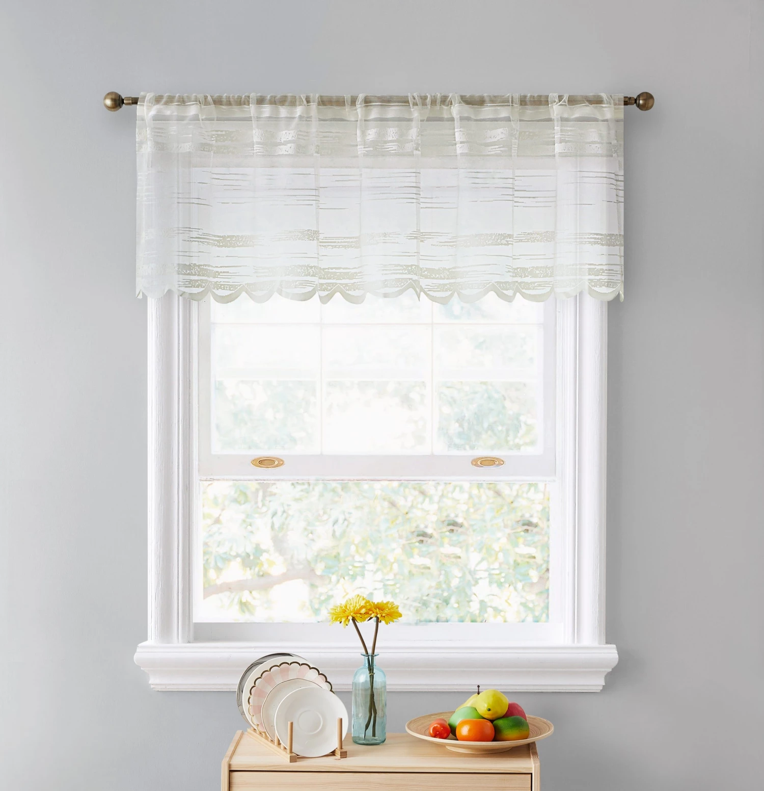 HLC.ME Broadway Striped Sheer Valance - Ivory 3 HLC.ME Broadway Striped Sheer Valance - Ivory