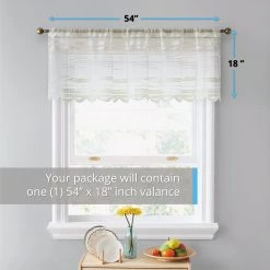HLC.ME Broadway Striped Sheer Valance - Ivory