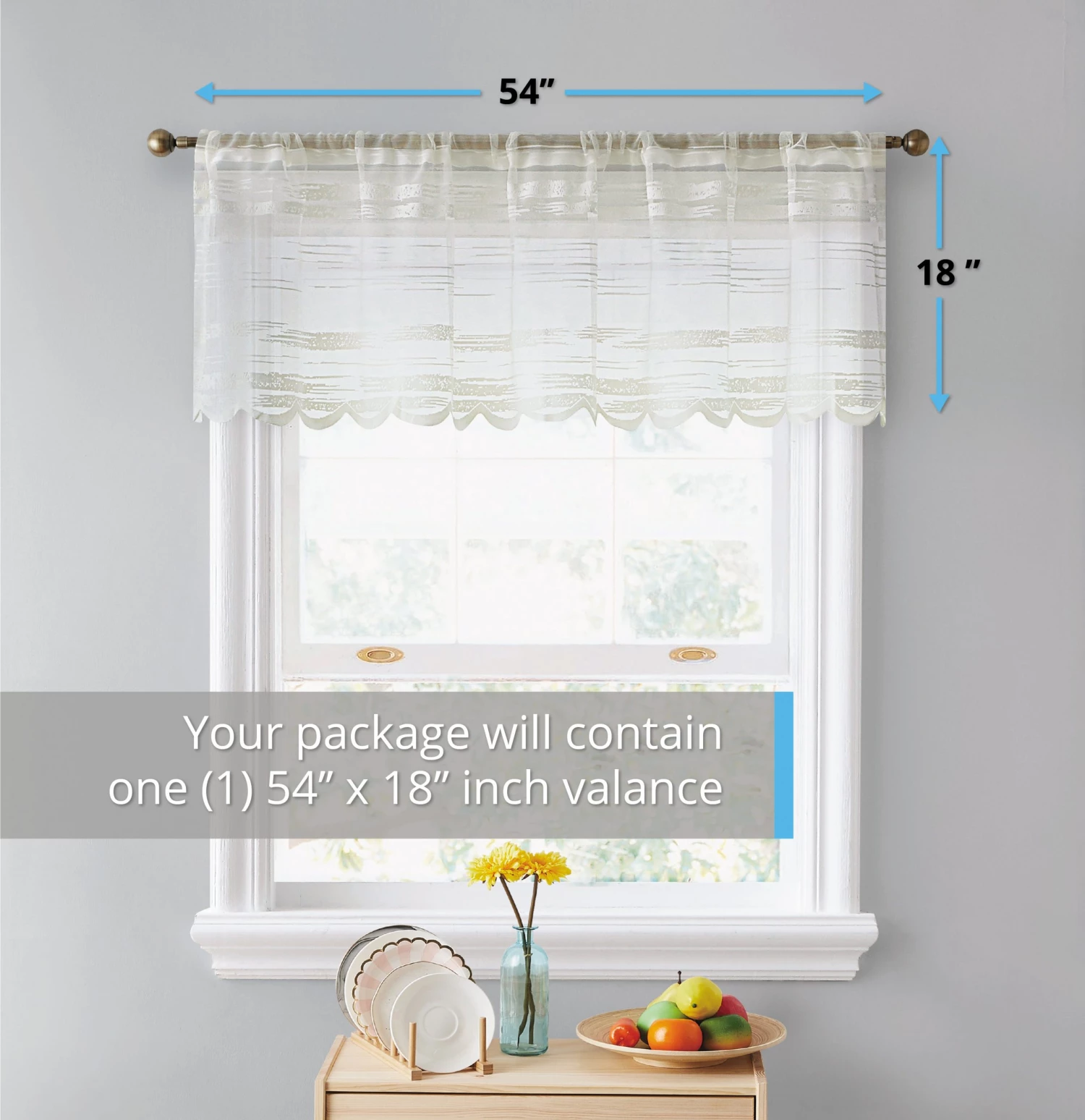 HLC.ME Broadway Striped Sheer Valance - Ivory 4 HLC.ME Broadway Striped Sheer Valance - Ivory