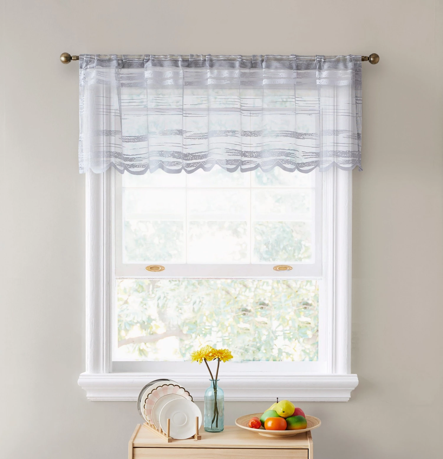 HLC.ME Broadway Striped Sheer Valance - Silver Grey 3 HLC.ME Broadway Striped Sheer Valance - Silver Grey