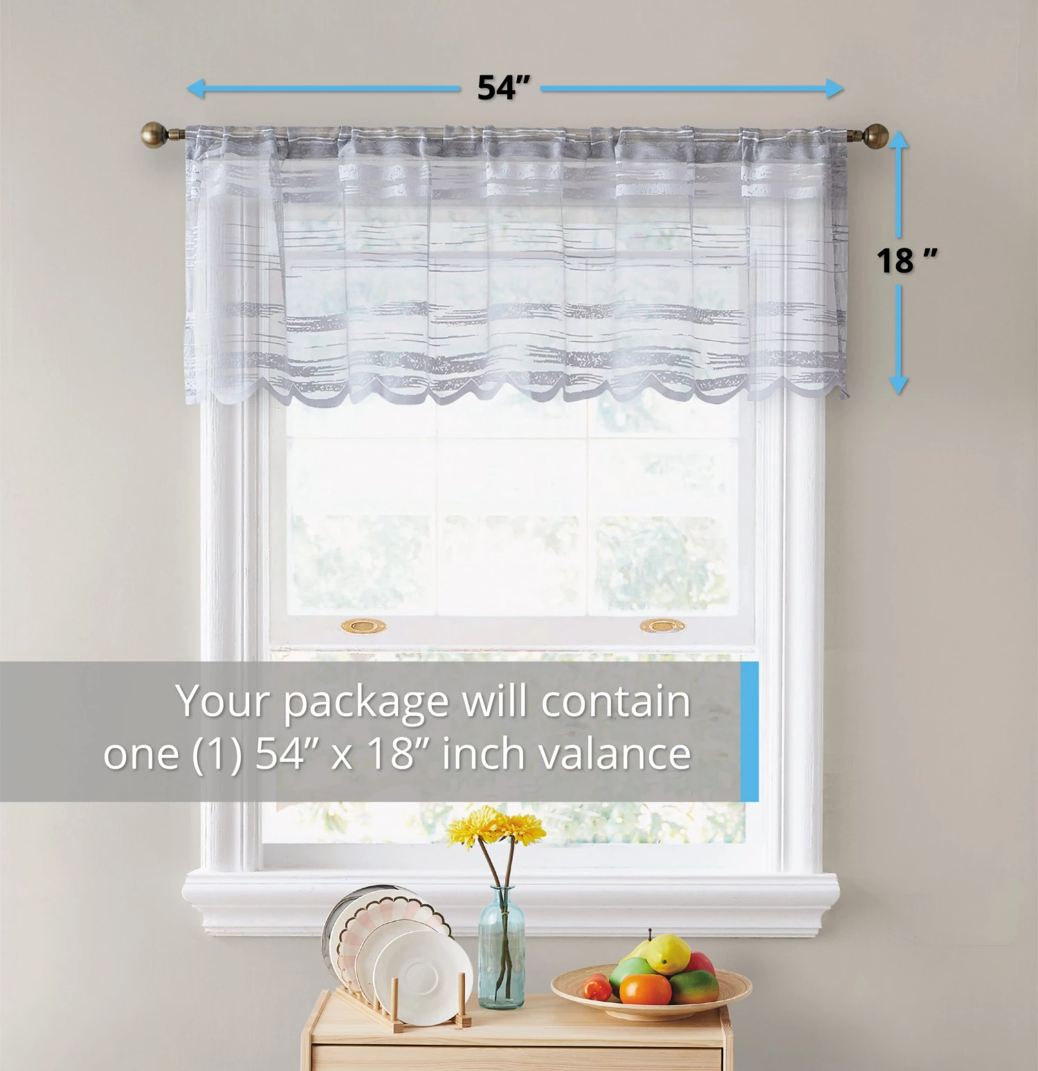 HLC.ME Broadway Striped Sheer Valance - Silver Grey 4 HLC.ME Broadway Striped Sheer Valance - Silver Grey