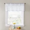 HLC.ME Faux Linen Curtains Broadway Striped Sheer Valance - White