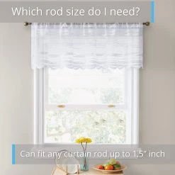 HLC.ME Faux Linen Curtains Broadway Striped Sheer Valance - White