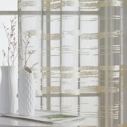 HLC.ME Broadway Striped Sheer Valance - Beige 13 HLC.ME Broadway Striped Sheer Valance - Beige