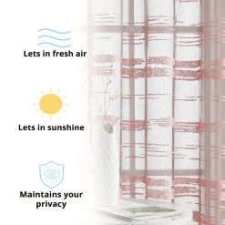 HLC.ME Broadway Sheer Striped Rod Pocket Curtain Tiers - Blush Pink - Set Of 2 Faux Linen Curtains 12 HLC.ME Broadway Sheer Striped Rod Pocket Curtain Tiers - Blush Pink - Set Of 2 Faux Linen Curtains