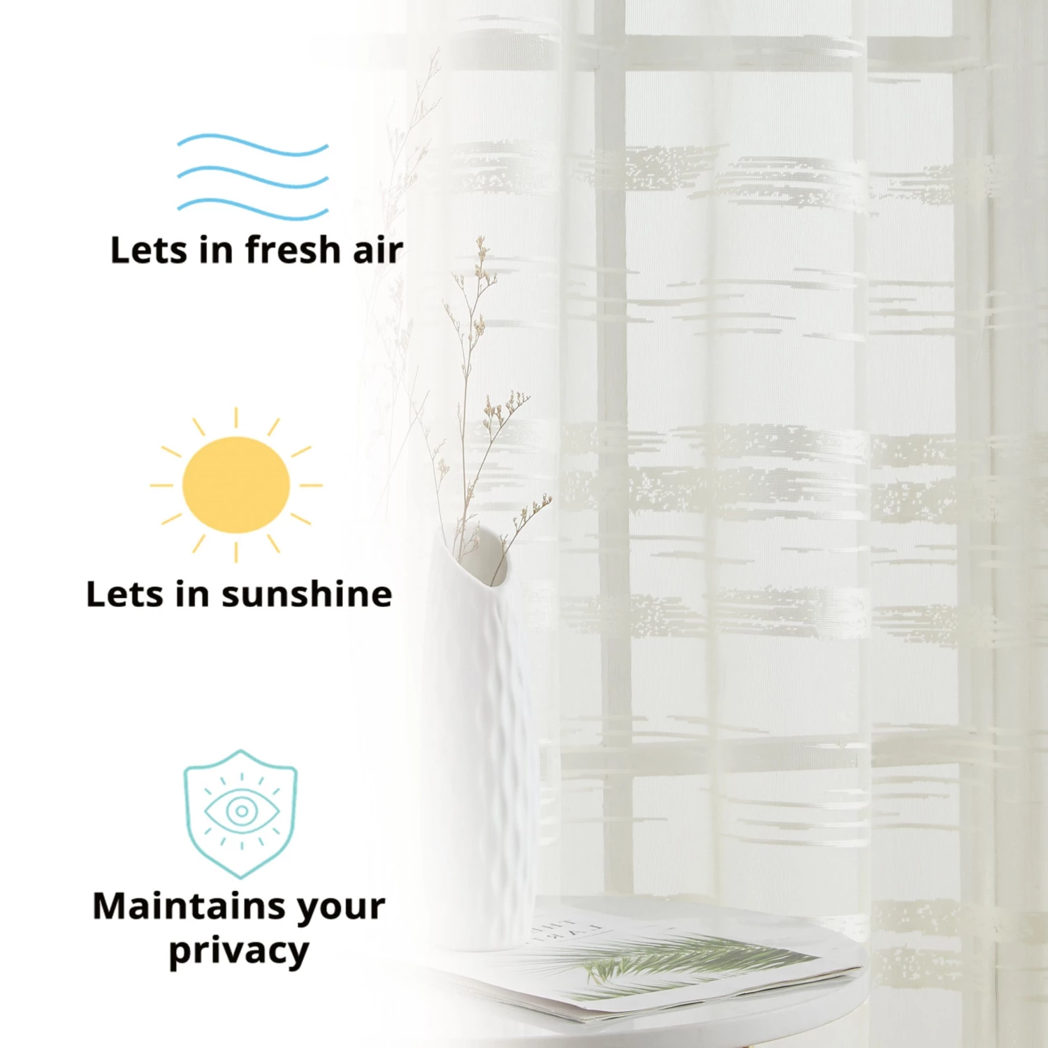 HLC.ME Broadway Striped Sheer Valance - Ivory 6 HLC.ME Broadway Striped Sheer Valance - Ivory