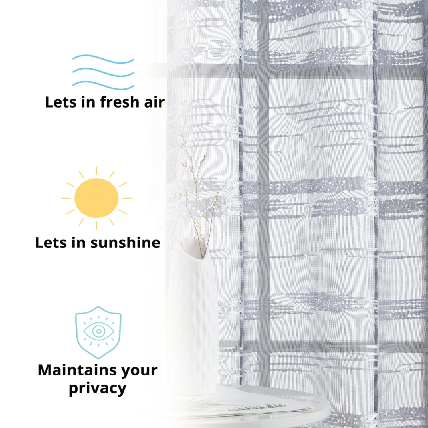 HLC.ME Broadway Striped Sheer Valance - Silver Grey 6 HLC.ME Broadway Striped Sheer Valance - Silver Grey