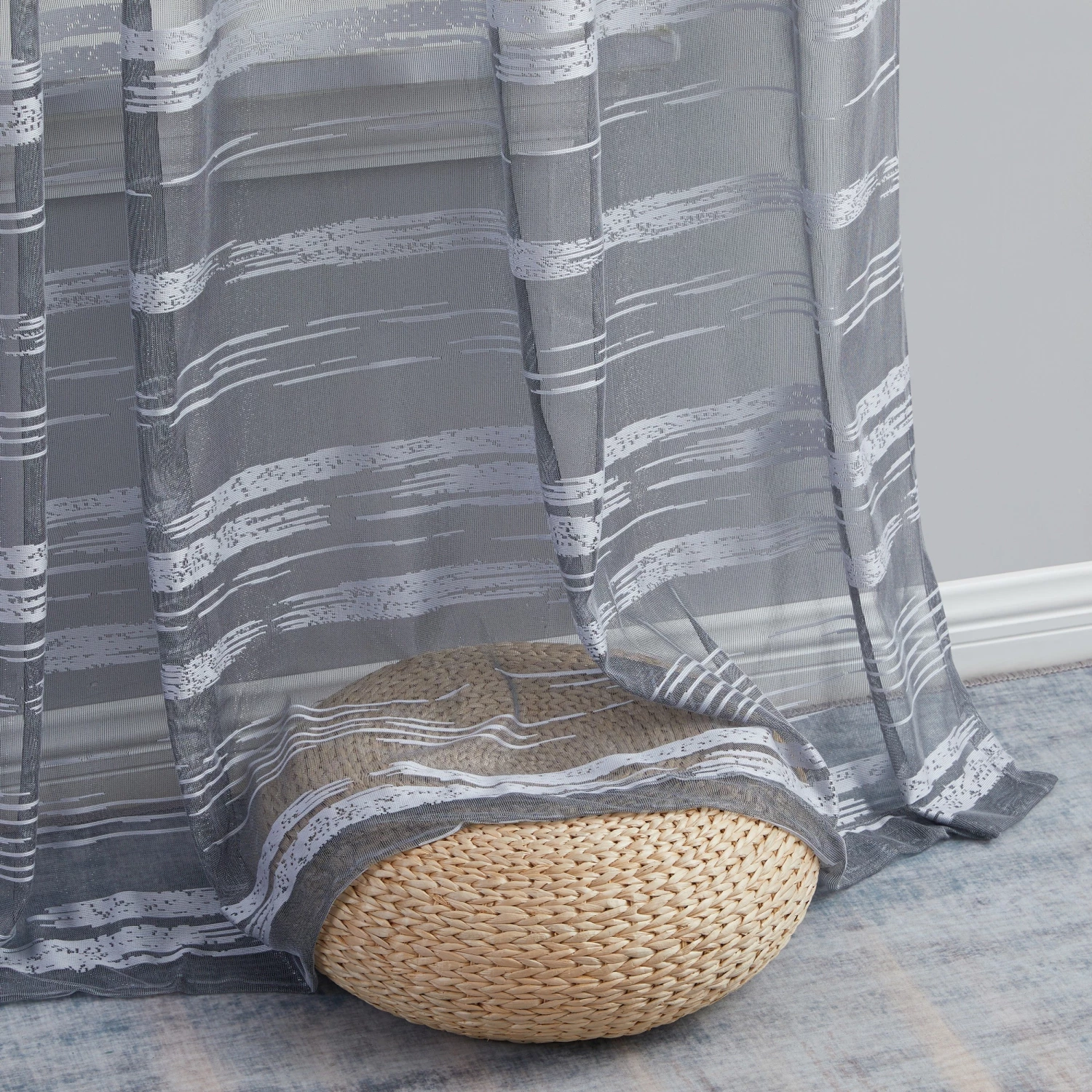 HLC.ME Broadway Striped Sheer Valance - Silver Grey 8 HLC.ME Broadway Striped Sheer Valance - Silver Grey