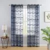 HLC.ME Broadway Stripe Sheer Grommet Panels - Navy Blue - Set Of 2