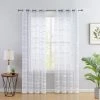 HLC.ME Sheer Curtains Broadway Stripe Sheer Grommet Panels - White - Set Of 2 2 HLC.ME Sheer Curtains Broadway Stripe Sheer Grommet Panels - White - Set Of 2