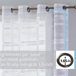 HLC.ME Sheer Curtains Broadway Stripe Sheer Grommet Panels - White - Set Of 2