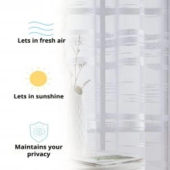 HLC.ME Sheer Curtains Broadway Stripe Sheer Grommet Panels - White - Set Of 2