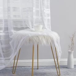 HLC.ME Sheer Curtains Broadway Stripe Sheer Grommet Panels - White - Set Of 2