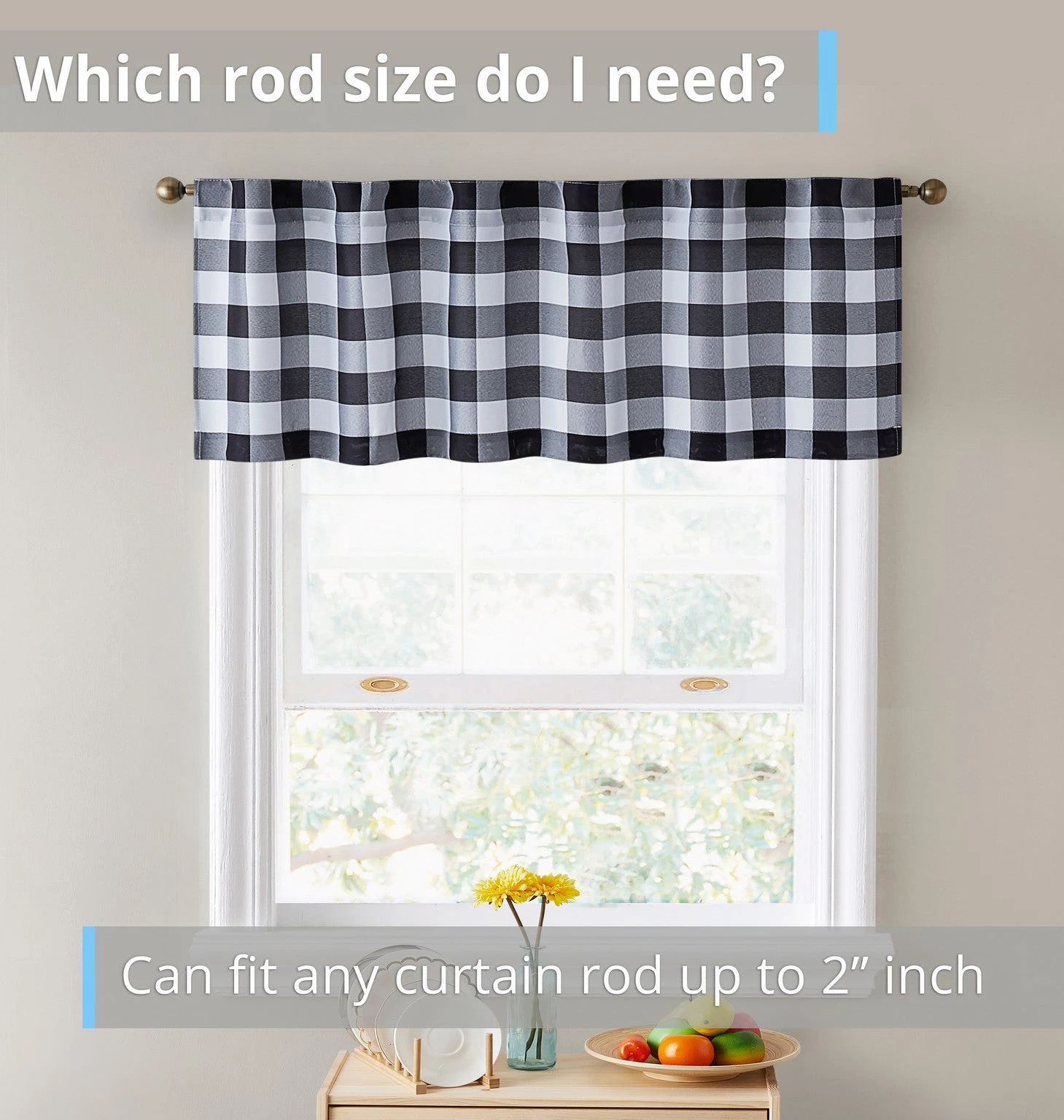 HLC.ME Hilltop Buffalo Textured Back Tab Curtain Valance - Black Faux Linen Curtains 6 HLC.ME Hilltop Buffalo Textured Back Tab Curtain Valance - Black Faux Linen Curtains