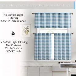 HLC.ME Hilltop Buffalo Textured Back Tab Window Curtain Tiers - Farmhouse Blue - Set Of 2 13 HLC.ME Hilltop Buffalo Textured Back Tab Window Curtain Tiers - Farmhouse Blue - Set Of 2