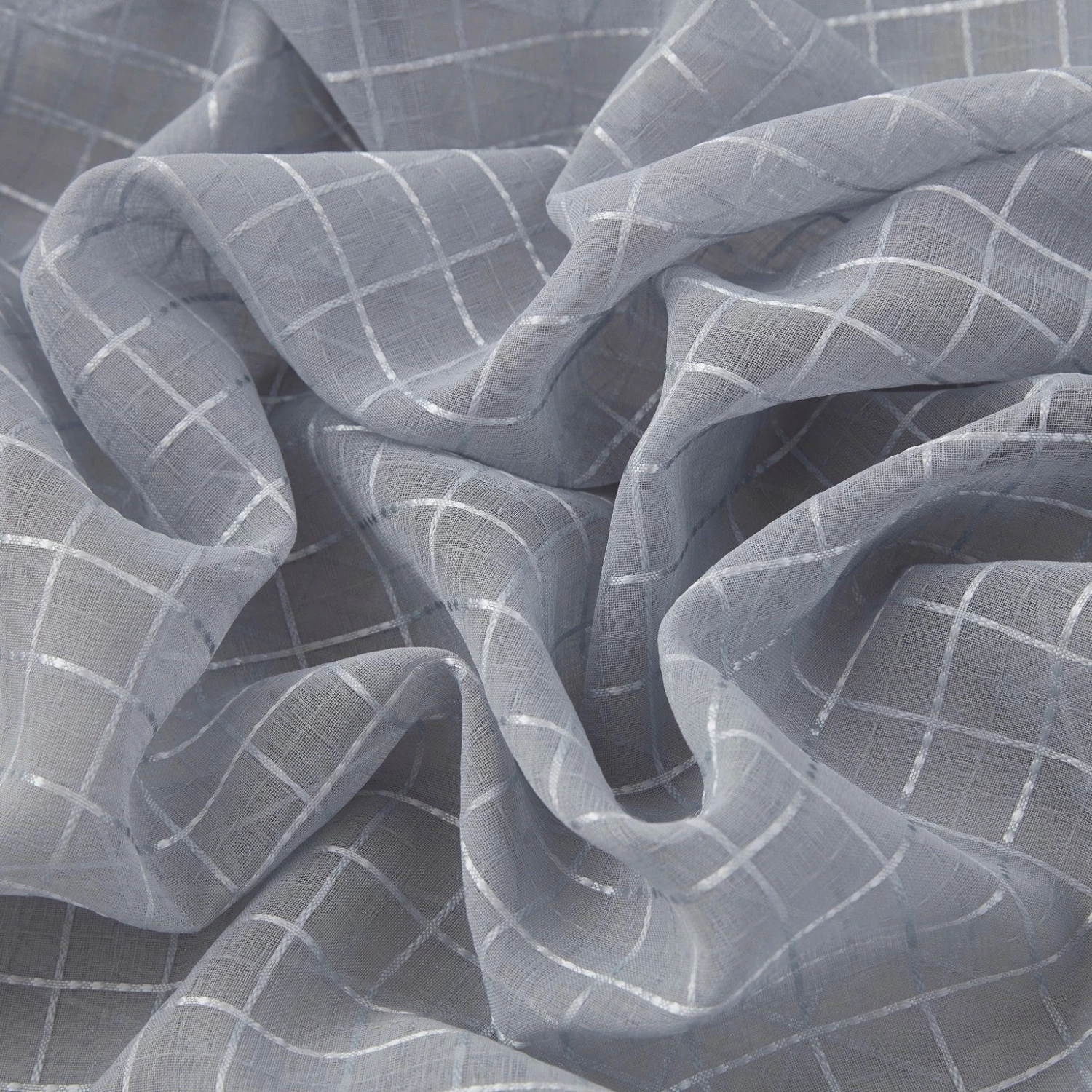 HLC.ME Faux Linen Curtains Buffalo Check Gingham 3PC Kitchen Curtain Set - Grey 5 HLC.ME Faux Linen Curtains Buffalo Check Gingham 3PC Kitchen Curtain Set - Grey