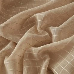 HLC.ME Buffalo Check Gingham 3PC Kitchen Curtain Set - Taupe