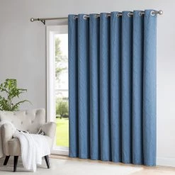 HLC.ME Camden Jacquard 100% Blackout Grommet Patio Door Panel - Navy Blue