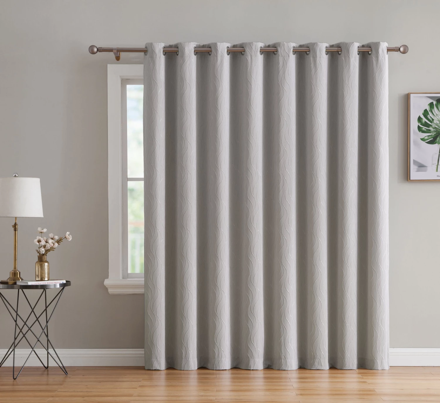 HLC.ME Camden Jacquard 100% Blackout Grommet Patio Door Panel - Light Grey/Silver Faux Linen Curtains 4 HLC.ME Camden Jacquard 100% Blackout Grommet Patio Door Panel - Light Grey/Silver Faux Linen Curtains