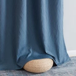 HLC.ME Camden Jacquard 100% Blackout Grommet Patio Door Panel - Navy Blue