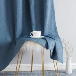 HLC.ME Camden Jacquard 100% Blackout Grommet Patio Door Panel - Navy Blue