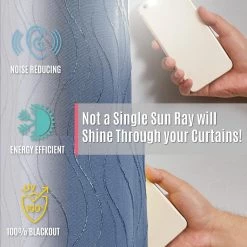 HLC.ME Camden Jacquard 100% Blackout Grommet Curtain Panels - Navy Blue - Set Of 2 Blackout Curtains