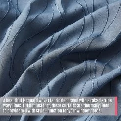 HLC.ME Camden Jacquard 100% Blackout Grommet Curtain Panels - Navy Blue - Set Of 2 Blackout Curtains