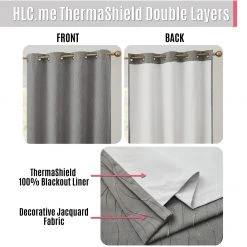 HLC.ME Camden Jacquard 100% Blackout Grommet Curtain Panels - Charcoal Grey - Set Of 2 14 HLC.ME Camden Jacquard 100% Blackout Grommet Curtain Panels - Charcoal Grey - Set Of 2