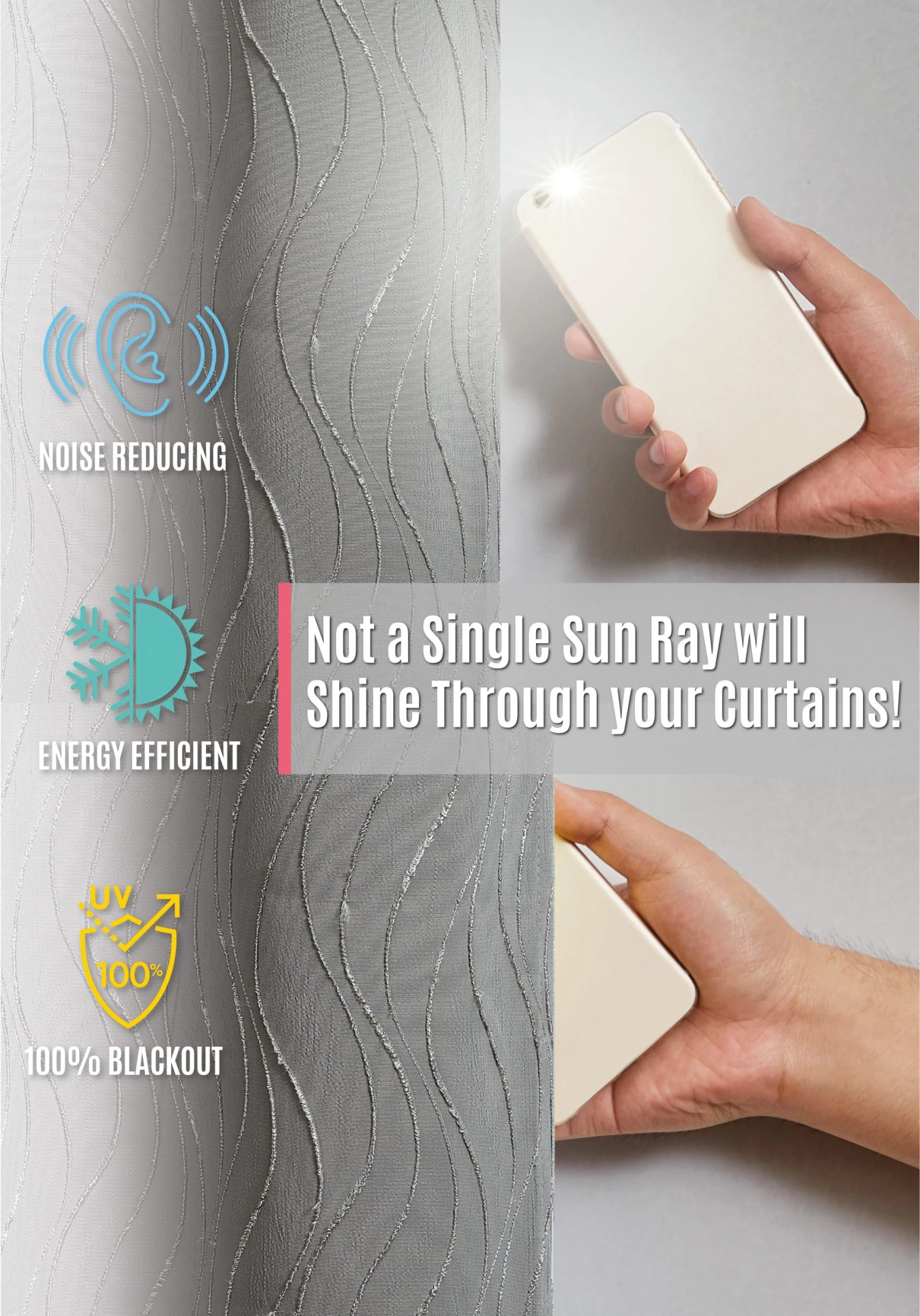 HLC.ME Camden Jacquard 100% Blackout Grommet Curtain Panels - Charcoal Grey - Set Of 2 6 HLC.ME Camden Jacquard 100% Blackout Grommet Curtain Panels - Charcoal Grey - Set Of 2