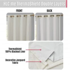 HLC.ME Camden Jacquard 100% Blackout Grommet Patio Door Panel - Ivory