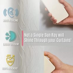 HLC.ME Blackout Curtains Camden Jacquard 100% Blackout Grommet Curtain Panels - Ivory - Set Of 2