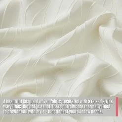 HLC.ME Blackout Curtains Camden Jacquard 100% Blackout Grommet Curtain Panels - Ivory - Set Of 2