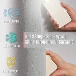 HLC.ME Camden Jacquard 100% Blackout Grommet Curtain Panels - Light Grey/Silver - Set Of 2 Blackout Curtains