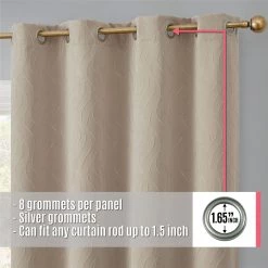 HLC.ME Camden Jacquard 100% Blackout Grommet Curtain Panels - Taupe - Set Of 2 Blackout Curtains 12 HLC.ME Camden Jacquard 100% Blackout Grommet Curtain Panels - Taupe - Set Of 2 Blackout Curtains