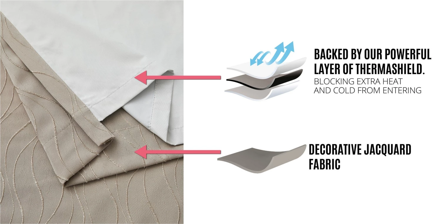 HLC.ME Camden Jacquard 100% Blackout Grommet Curtain Panels - Taupe - Set Of 2 Blackout Curtains 9 HLC.ME Camden Jacquard 100% Blackout Grommet Curtain Panels - Taupe - Set Of 2 Blackout Curtains