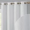 HLC.ME Faux Linen Curtains Camden Jacquard 100% Blackout Grommet Patio Door Panel - White 2 HLC.ME Faux Linen Curtains Camden Jacquard 100% Blackout Grommet Patio Door Panel - White